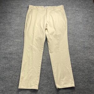 Peter Millar Mens Khaki Pilot Twill Pants Size 35 Flat Front Tan Cotton ME0B06